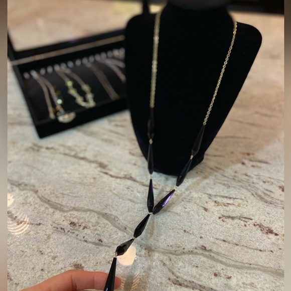 Vintage Long Black Glass Beads Necklace - Picture 5 of 8